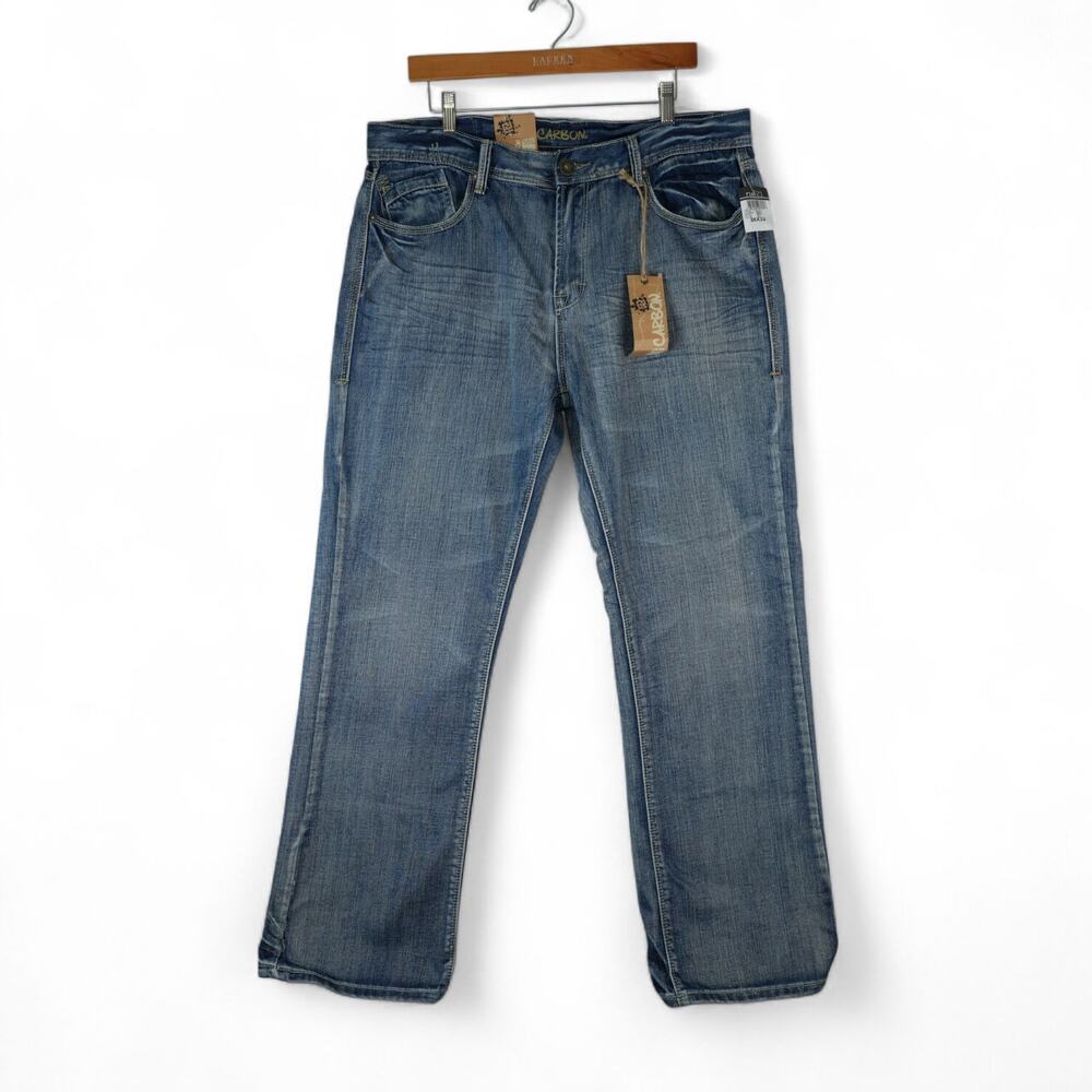 Carbon Jeans Mens 36x32 Blue Low‎ Rise Bootcut Medium Wash 100% Denim Cotton